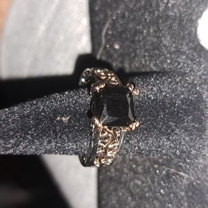 Rose gold and silver black onyx ring size 6.5